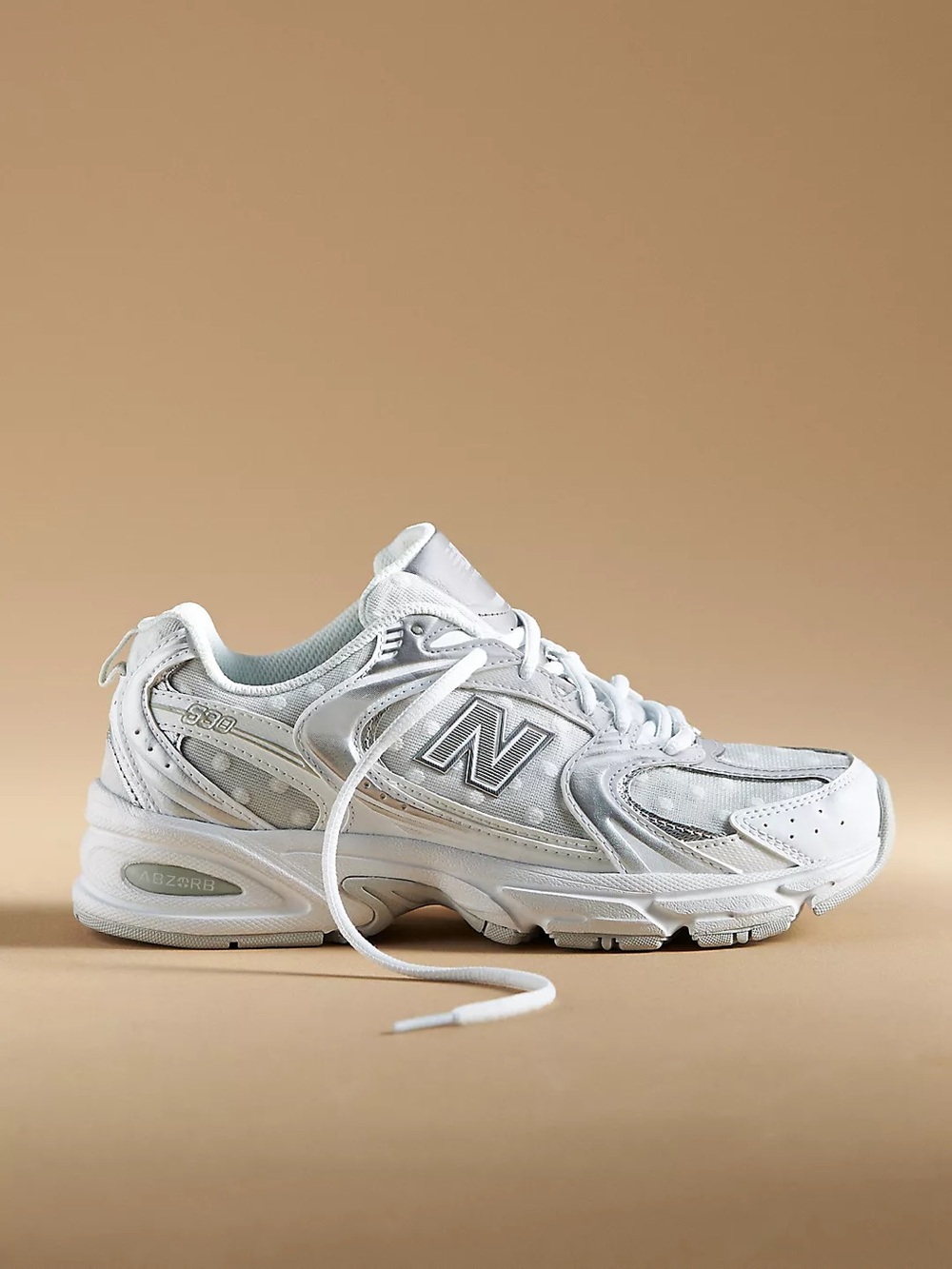 New Balance 530 Sneakers Polka Dot White Silver Excellent Size 6